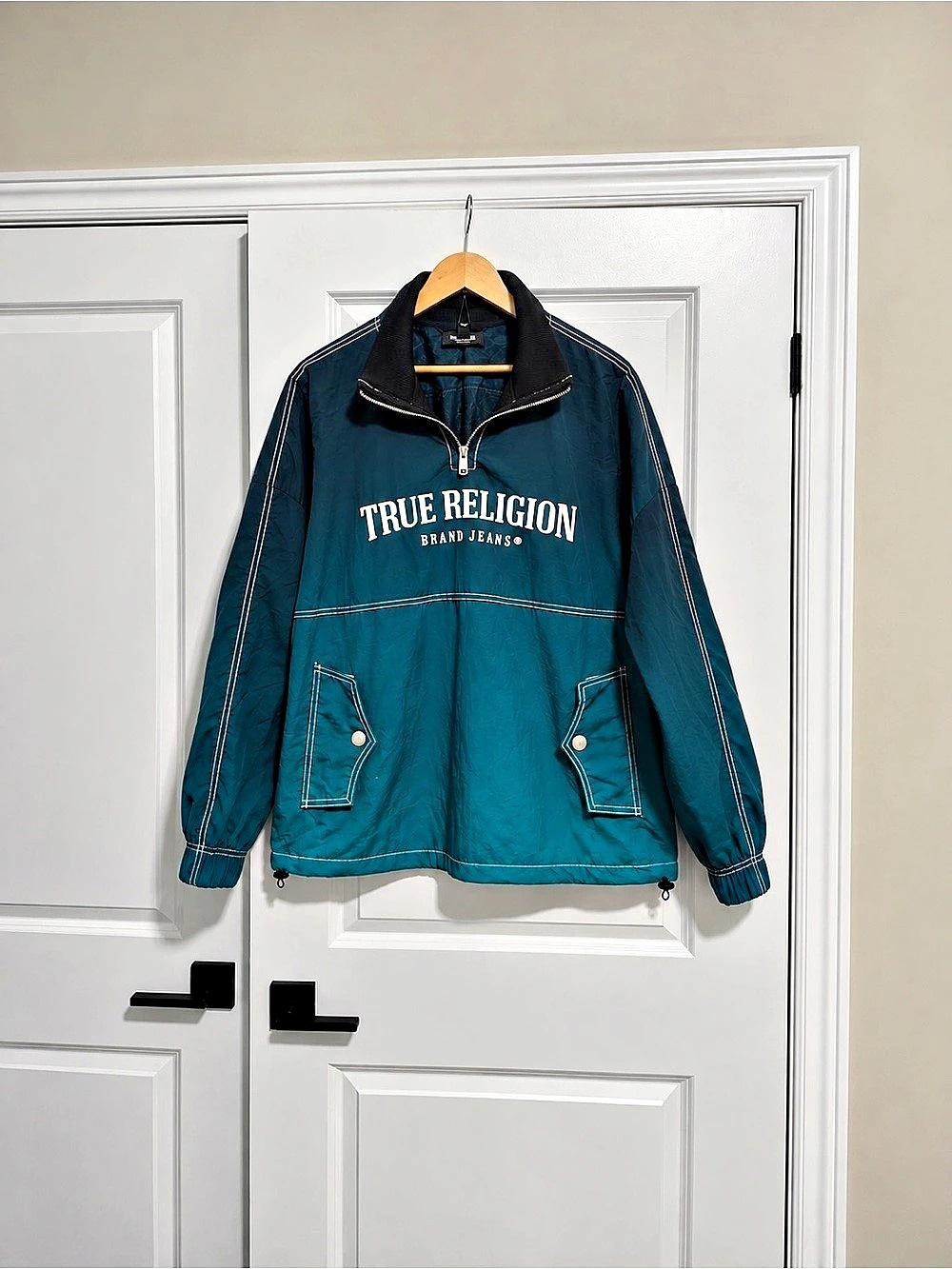 True Religion navy green quarter zip jacket tty